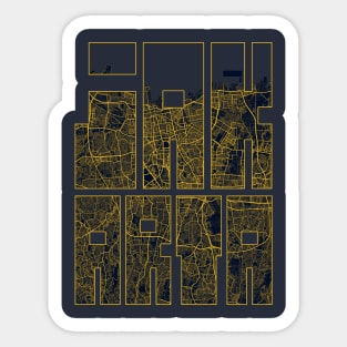 Jakarta, Indonesia City Map Typography - Gold Art Deco Sticker